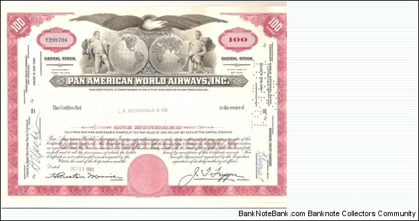 Pan American World Airways and Baltimore & Ohio Railroad Banknote
