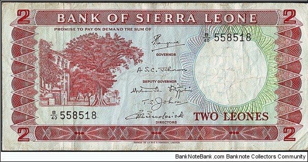 Sierra Leone N.D. (1970) 2 Leones. Banknote