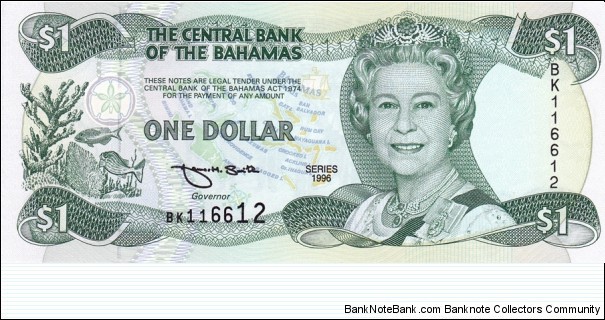 Bahamas P57 (1 dollar 1996) Banknote