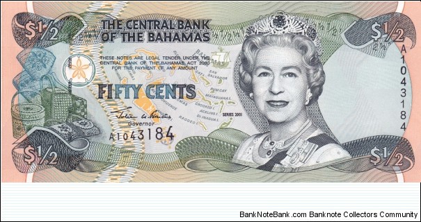 Bahamas P68 (50 cents 2001) Banknote