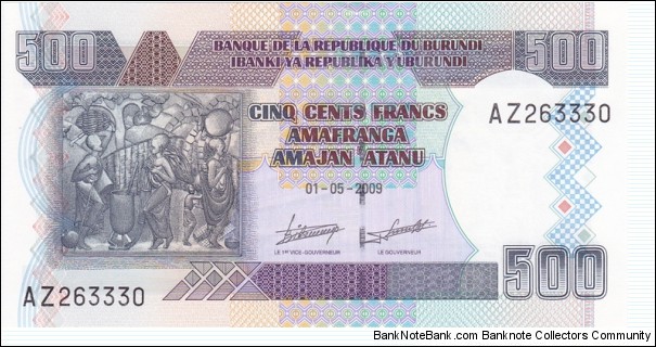 Burundi P44 (500 francs 1/5-2009) Banknote