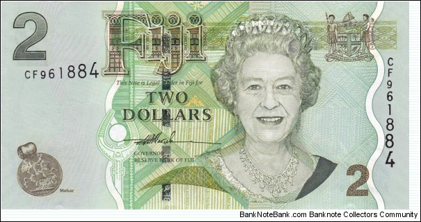 Fiji P109a (2 dollars 2007) Banknote