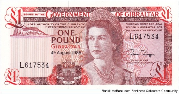 Gibraltar P20e (1 pound 4/8-1988) Banknote