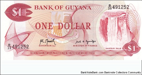 Guyana P21g (1 dollar ND 1992) Banknote