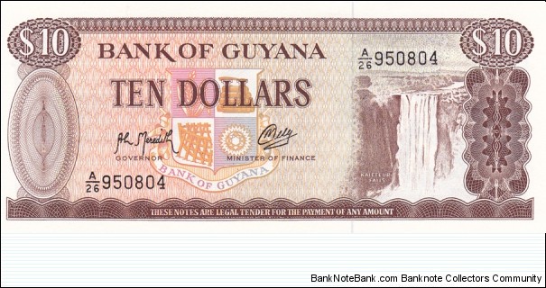 Guyana P23f (10 dollars ND 1992) Banknote