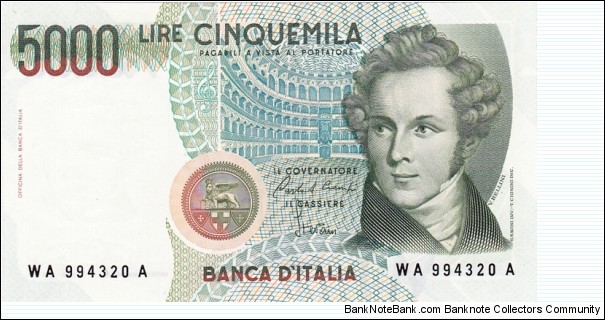 Italy P111a (5000 lire 1985) Banknote