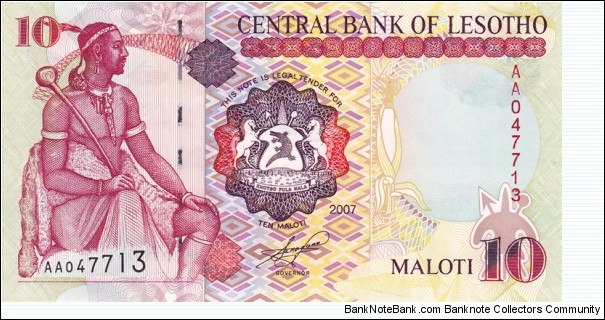 Lesotho P15e (10 maloti 2007) Banknote