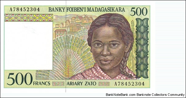 Madagascar P75 (500 francs ND 1994) Banknote