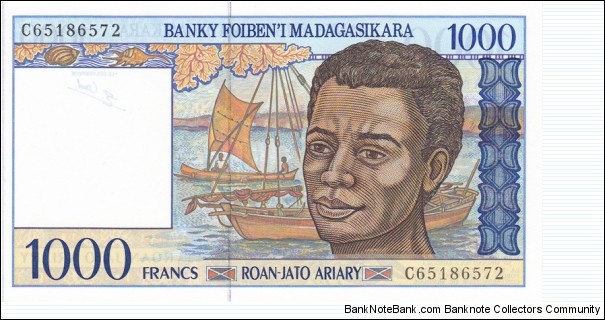 Madagascar P76 (1000 francs ND 1994) Banknote
