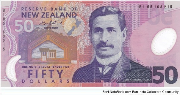 New Zealand P188b (50 dollar 2005) Polymer Banknote