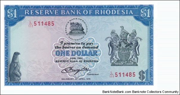 Rhodesia P30b (1 dollar 18/4-1978) Banknote