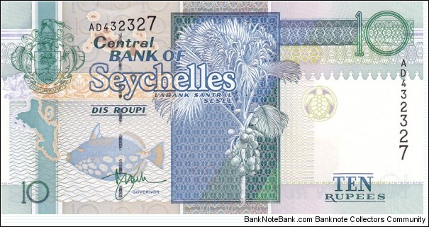 Seychelles P36 (10 rupees ND 1998) Banknote