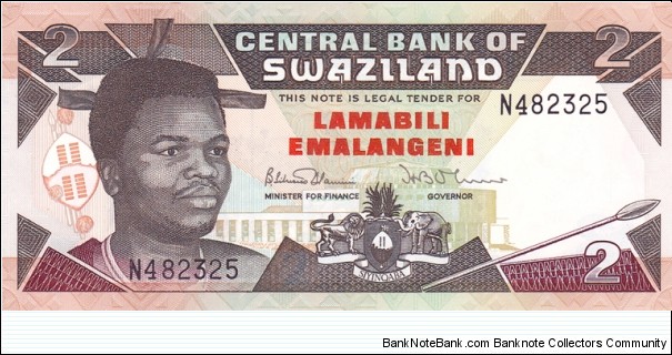 Swaziland P18a (2 emalangeni 1992) Banknote