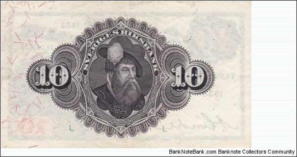 Banknote from Sweden year 1938