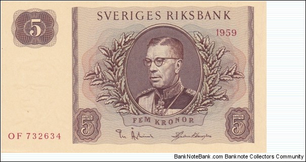 Sweden P42d (5 kronor 1959) Banknote