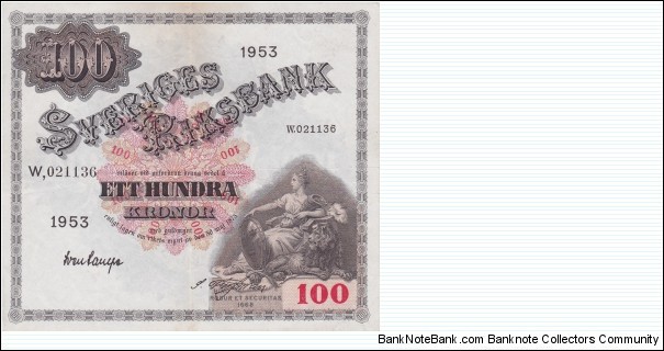 Sweden P45 (100 kronor 1953) Banknote