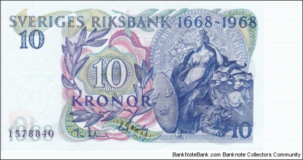 Sweden P56 (10 kronor 1968) Banknote