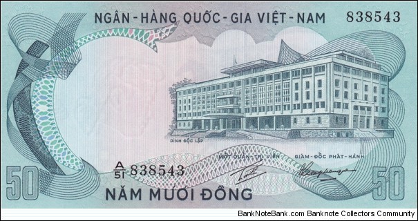 Vietnam South P30a (50 dong ND 1972) Banknote