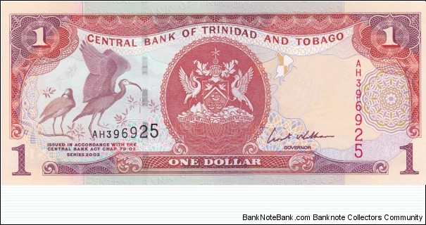 Trinidad and Tobago P41b (1 dollar 2002) Banknote