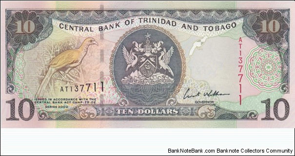 Trinidad and Tobago P43b (10 dollars 2002) Banknote