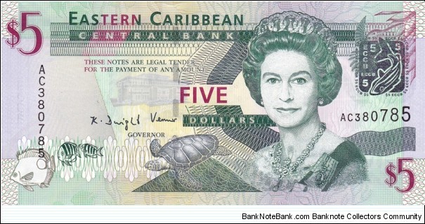 East Caribbean States P47 (5 dollars ND 2008) Banknote