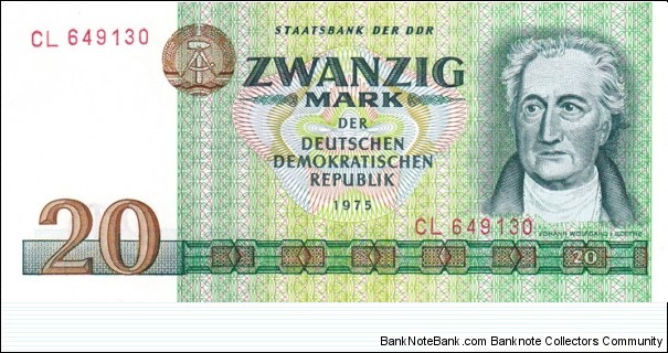 East Germany P29a (20 mark 1975) Banknote