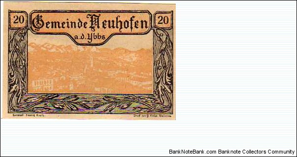 *NOTGELD*__20 Heller__pk# NL__30.12.1920__Neuhofen  Banknote