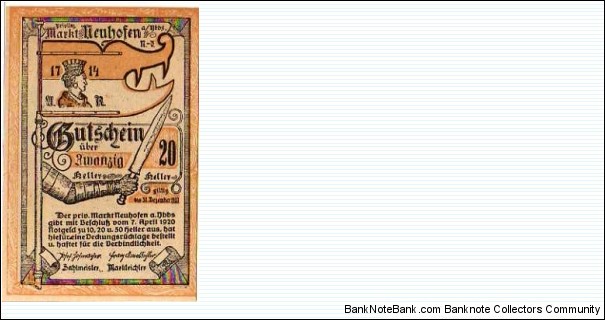 *NOTGELD*__20 Heller__pk# NL__07.04.1920__Neuhofen  Banknote