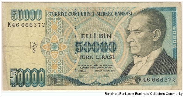 50.000 Lira  Banknote