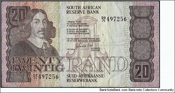 South Africa N.D. (1981-89) 20 Rand. Banknote