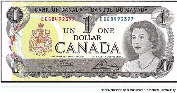 Canada 1973 1 Dollar.

Plate no. 11. Banknote