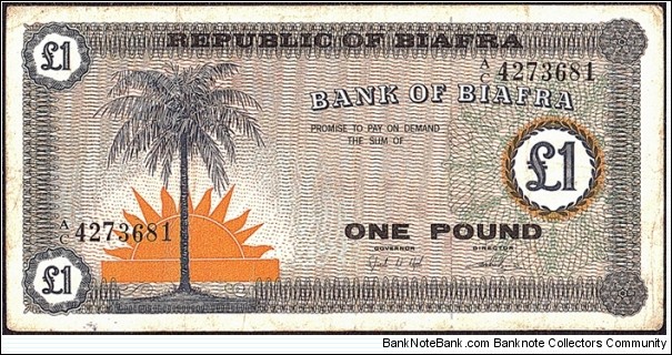 Biafra N.D. 1 Pound. Banknote