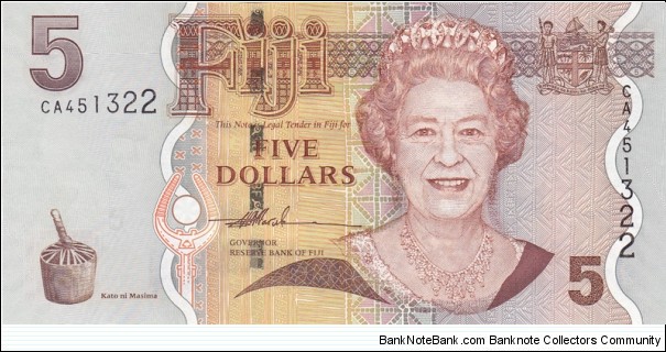 Fiji P110a (5 dollars 2007) Banknote