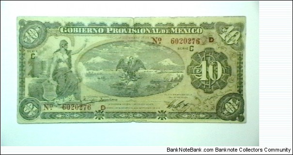 Mexican.rev 1914 10 Pesos Gobierno Prov cat 1108 obv Banknote