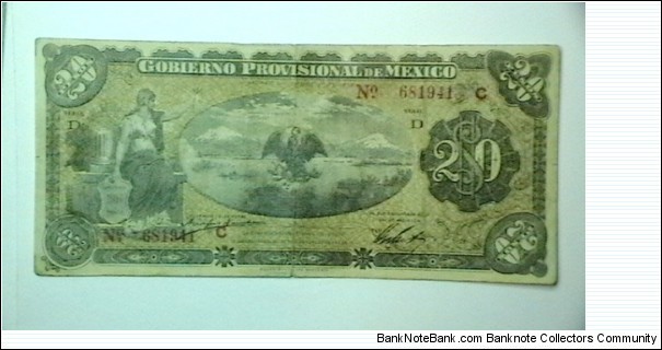 Mexican.rev 1914 20 Pesos Gobierno Prov cat 1112  Banknote