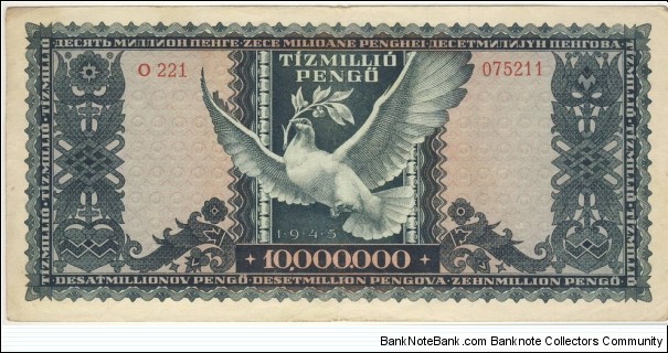 Banknote from Hungary year 1945