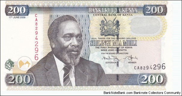 Kenya P43f (200 shillings 17/6-2009) Banknote