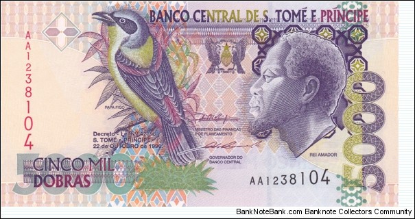 Sao Tomé o Principe P65a (5000 dobras 22/10-1996) Banknote