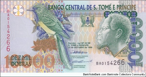 Sao Tomé o Principe P66a (10000 dobras 22/10-1996) Banknote
