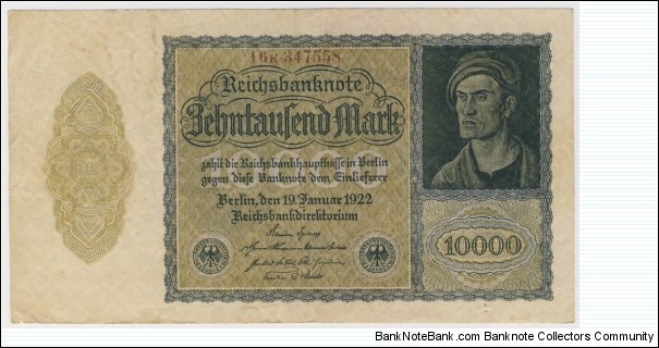 10.000 Mark(Weimar Republic 1922)ver.2 Banknote