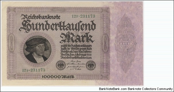 100.000 Mark(Weimar Republic 1923) Banknote