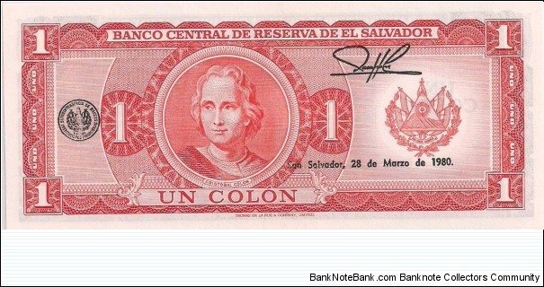 Banknote from El Salvador year 1980