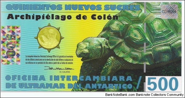 500 SUCRE
Galapagos Islands Banknote