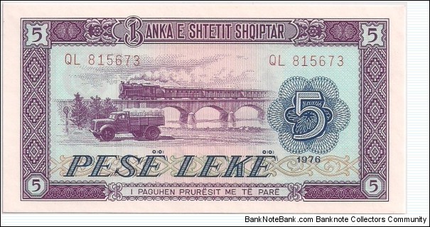 5 LEKE Banknote