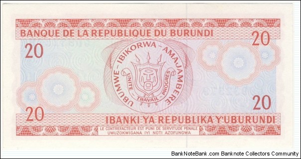 Banknote from Burundi year 1991