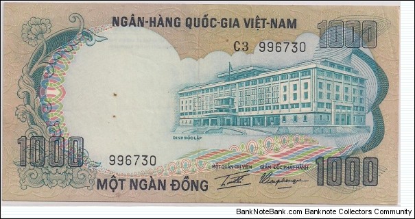 Vietnam South 1000 Dong  Banknote