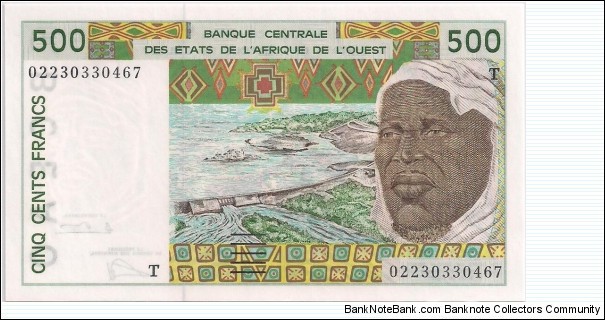 500 Francs , The Central Bank of West African States is a central bank serving the eight west African countries (BCEAO) Serial T Togo Banknote