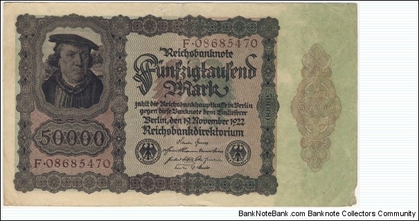 50.000 Mark(weimar republic 1922) ver.2 Banknote