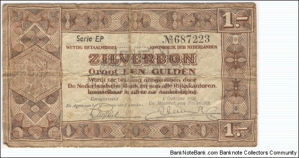 1 silver Gulden(1938) Banknote
