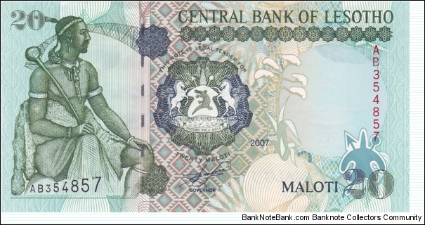 Lesotho P16f (20 maloti 2007) Banknote